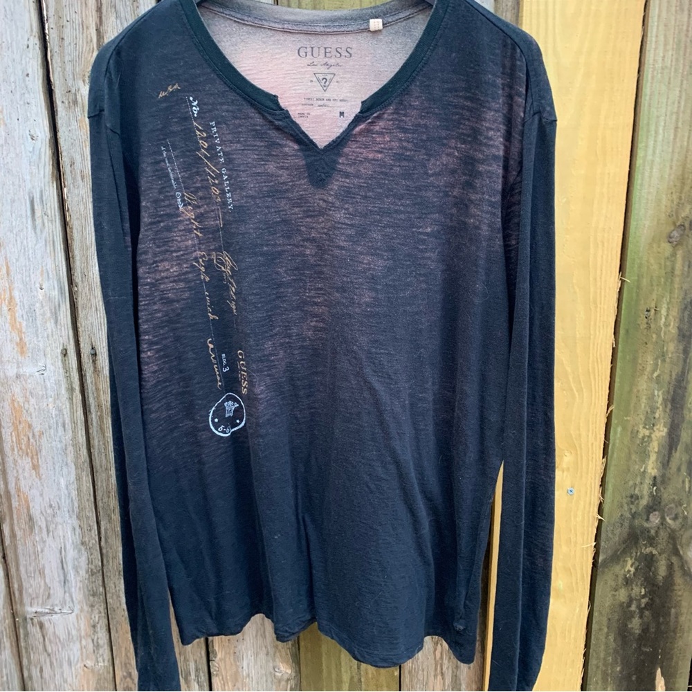 GUESS Los Angeles, long sleeve, 100% cotton, size medium, color: Black. RN 62136